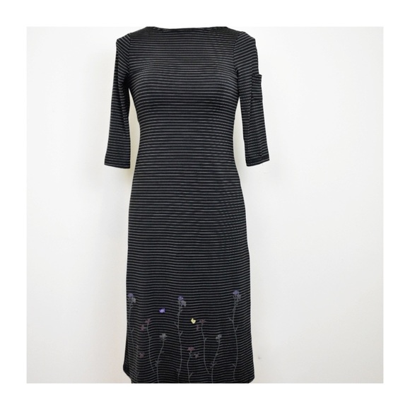 Rampage Fitted Striped Floral Midi Jersey Dress - Picture 2 of 10